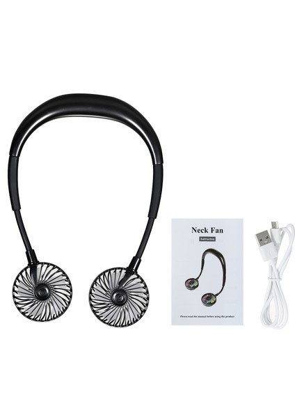 Taşınabilir USB Şarj Edilebilir Boyun Fanı Çift Başı (Yurt Dışından)