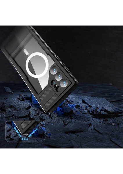 Samsung Galaxy S24 Ultra Kılıf Magsafe Şarj Özellikli 1-1 Su Geçirmez Kılıf-Siyah indirimleri