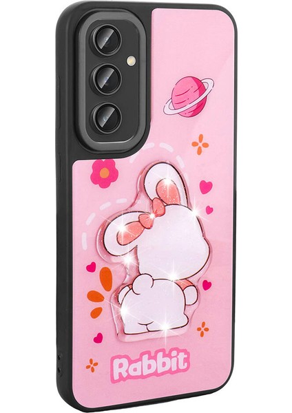 Samsung Galaxy S24 Plus Kılıf Parlayan Kabartmalı Ikonik Figürlü Ardx Amas Silikon Kapak-Pembe