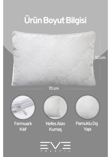 8 Adet Klimax Beyaz Serisi Kılıflı Fermuarlı Klimali Antialerjik Silikon Nano Elyaf Yastık 50 x 70 cm modelleri