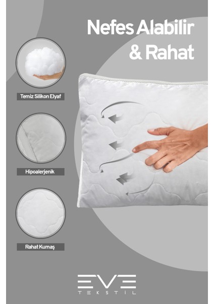 8 Adet Klimax Beyaz Serisi Kılıflı Fermuarlı Klimali Antialerjik Silikon Nano Elyaf Yastık 50 x 70 cm fırsatları