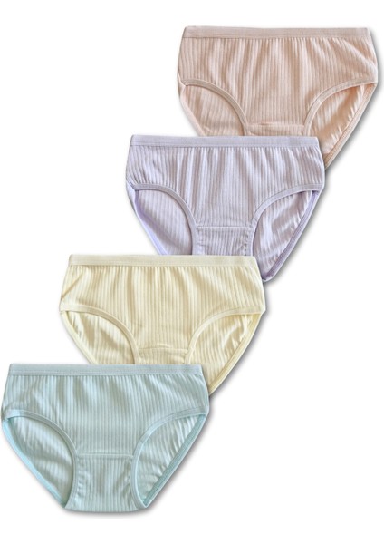 Kız Çocuk Fitilli Slip Külot Iç Çamaşır 4lü Set