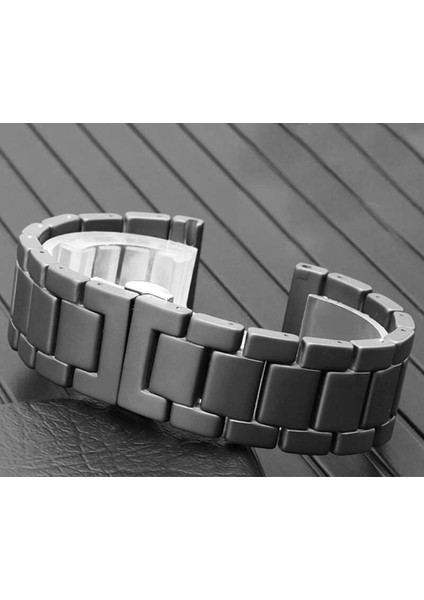 ​​Galaxy Watch 42MM (20MM) Mat Seramik Metal Kordon Zore - Siyah