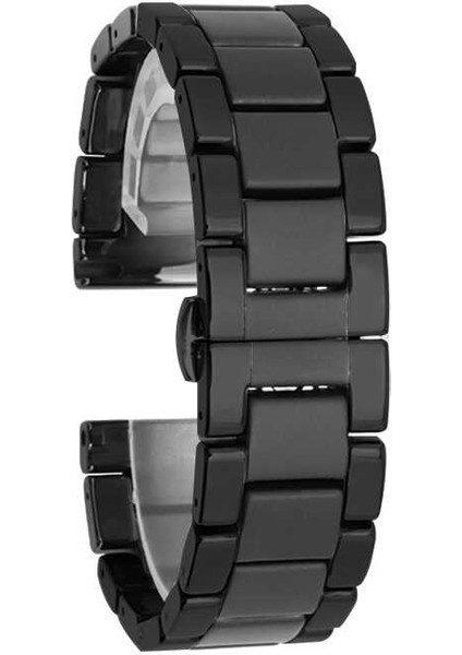 ​​Galaxy Watch 42MM (20MM) Mat Seramik Metal Kordon Zore - Siyah