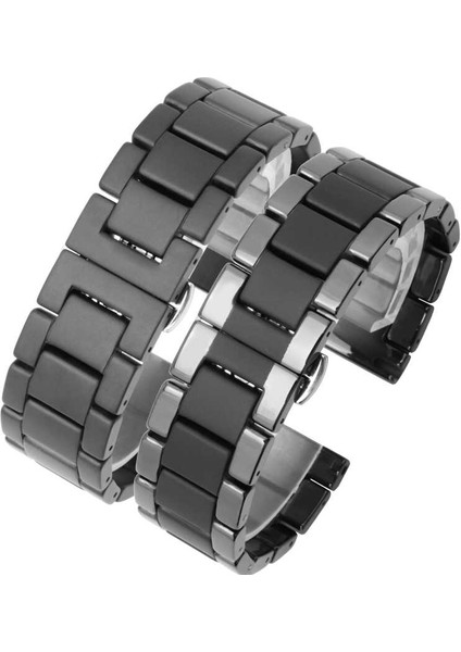 ​​Galaxy Watch 42MM (20MM) Mat Seramik Metal Kordon Zore - Siyah