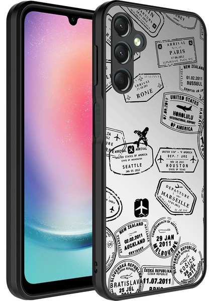 Galaxy A24 Kılıf Aynalı Desenli Kamera Korumalı Parlak Ardx Mirror Kapak-Seyahat