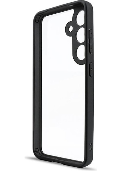Samsung Galaxy S24 Plus Kılıf Kamera Korumalı Şeffaf Arka Yüzey Ardx New Roll Kapak-Siyah