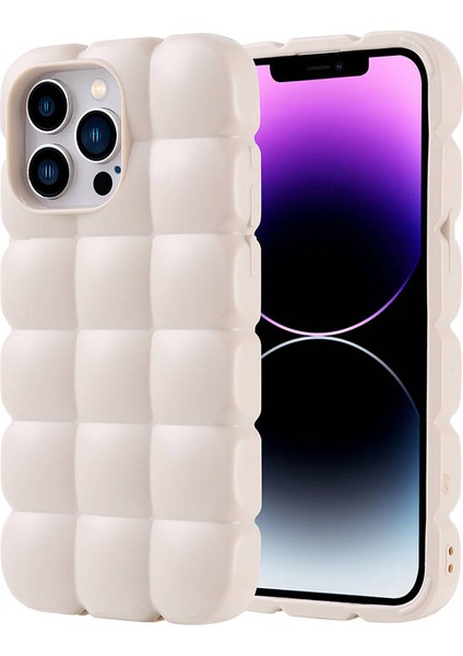 Apple iPhone 14 Pro Max Kılıf Parlak Esnek Silikon Ardx Dom Dom Kapak-Beyaz