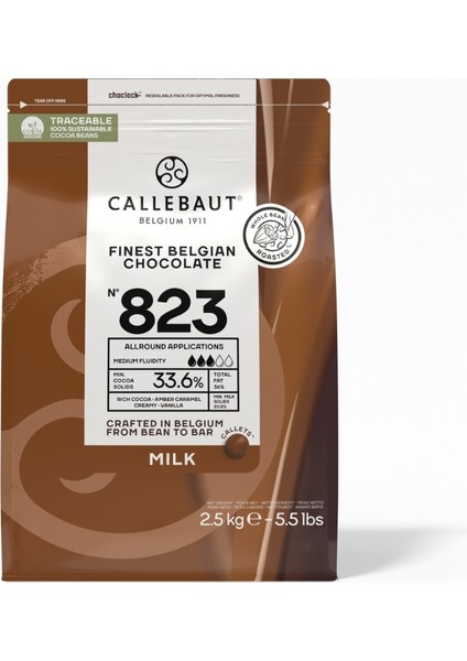 823 Sütlü Kuvertür Drop Çikolata 2.5 Kg