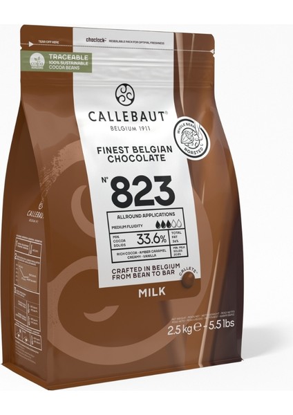 823 Sütlü Kuvertür Drop Çikolata 2.5 Kg