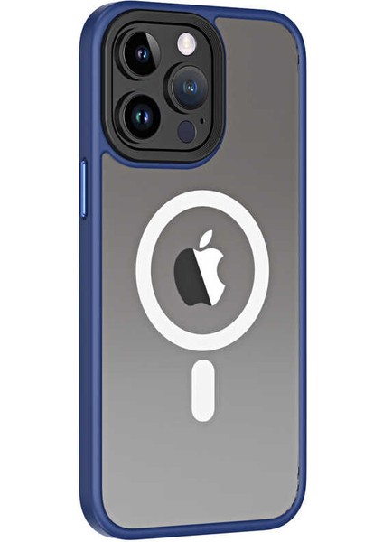 Apple iPhone 13 Pro Max Kılıf Wireless Şarj Özellikli Ardx Hibrit Magsafe Kapak-Mavi