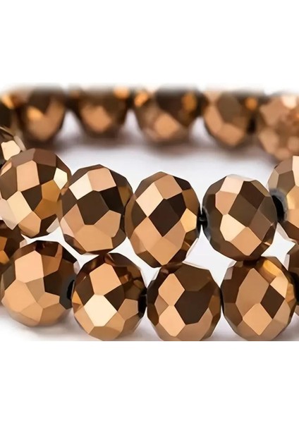 8 Mm 5 Dizi Gold Kristal Boncuk Tesbih Boncuğu