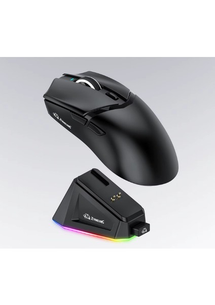 Kablosuz (3 Modlu) 24.000DPI Oyuncu Mouse PAW3311 Sensör Şarj Istasyonlu Grip Tape ve Skatez Hediye