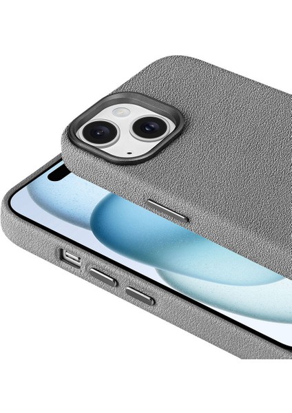 Apple iPhone 14 Kılıf Magsafe Şarj Özellikli Pu Deri Akav Adora Kapak-Koyu Gri