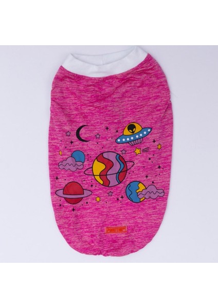 Fuşya Space Time Kedi Köpek Tişörtü - Kedi Köpek Kıyafeti fırsatları
