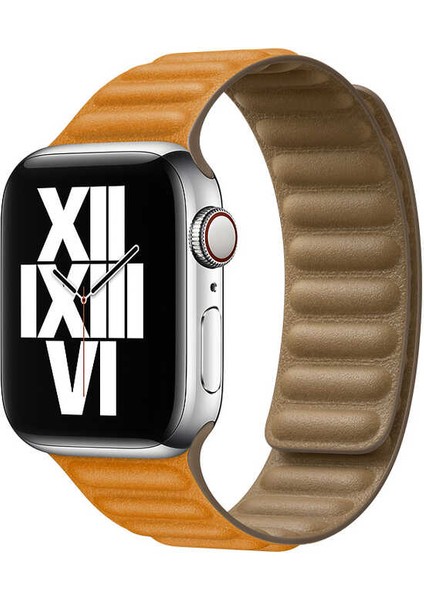 ​​​Watch 38MM Uyumlu Krd-34 Deri Kordon Zore - Turuncu