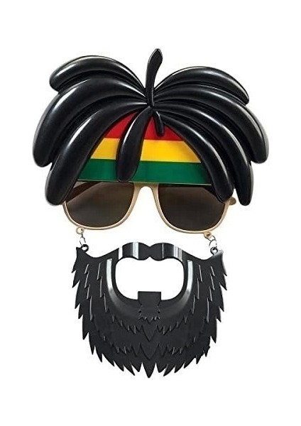 Rasta Peruklu Rasta Sakallı Bob Marley Bıyıklı Parti Gözlüğü 27 x 18 cm modelleri