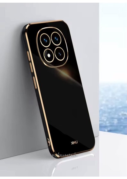 Xiaomi Redmi Note 14 Pro 5G Kılıf Kamera Korumalı Parlak Gold Altın Işleme Kenarlı Yumuşak Silikon Kapak