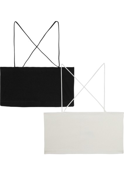 Ince Askılı Bralet - 2'li Paket - Siyah,beyaz