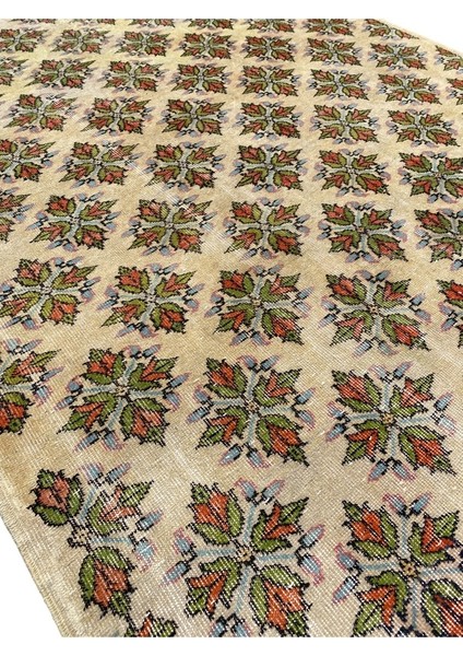 El Dokuma Vintage Halı 170 x 265 Yeşil Turuncu Eskitme Yün Halı fiyatları