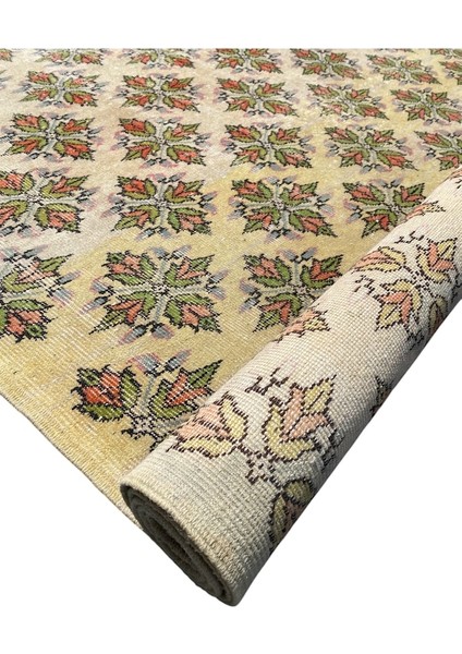 El Dokuma Vintage Halı 170 x 265 Yeşil Turuncu Eskitme Yün Halı indirimleri