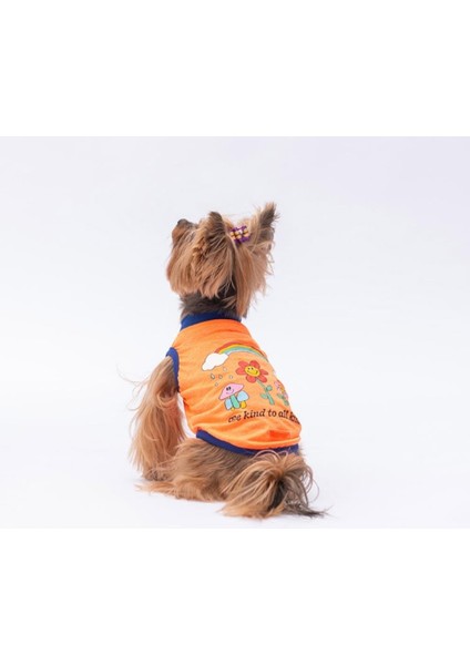 Neon Turuncu Be Kind Kedi Köpek Tişörtü - Kedi Köpek Kıyafeti