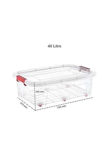 Smart Box Tekerlekli Saklama Kabı 40 Lt Şeffaf fiyatları