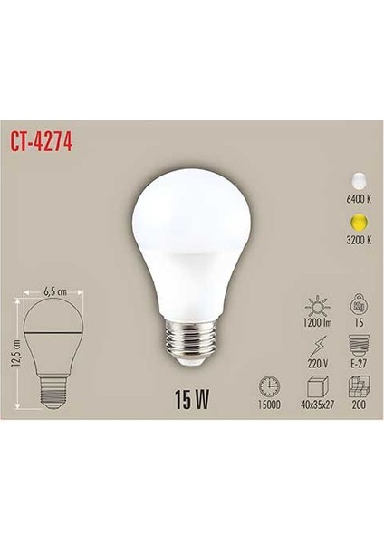 CT-4274 15W LED Ampul (E27) (Beyaz)