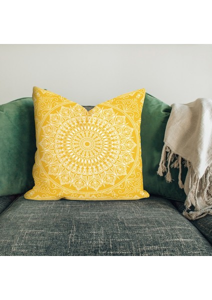 yellow Bohemian Mandala Çift Taraflı Kırlent Kılıfı 2 Adet modelleri