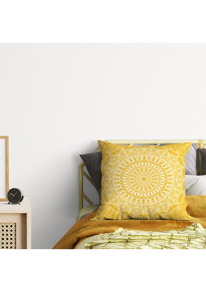 yellow Bohemian Mandala Çift Taraflı Kırlent Kılıfı 2 Adet fırsatları