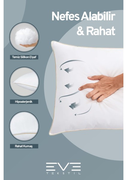 Yellow Dream Serisi Fermuarlı Antialerjik Silikon Elyaf Dolgulu Vakumlu Yastık 50x70cm 1200gr fırsatları