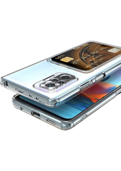 Xiaomi Redmi Note 10 Pro Kılıf Kartlıklı Şeffaf Ardx Setra Clear Silikon Kapak-Renksiz