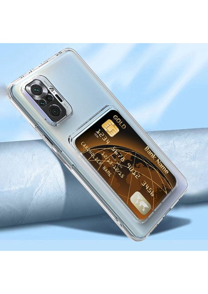 Xiaomi Redmi Note 10 Pro Kılıf Kartlıklı Şeffaf Ardx Setra Clear Silikon Kapak-Renksiz