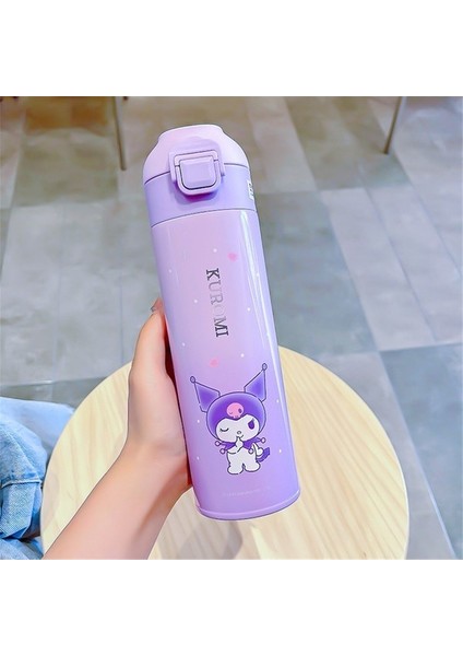 Ccmoo Pretty Sanrio Gullo Kuromi Çocuk Termos Kupası Kız Paslanmaz Çelik 316 Düz Içme Kupası Öğrenci Okul Özel Su Isıtıcısı Kulomi Mor #500ML (Yurt Dışından)