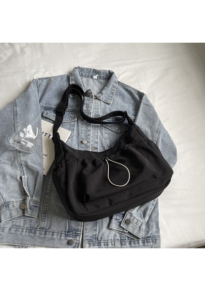 Basit Rahat Crossbody Çanta Kadın Trendy Çok Yönlü Kanvas Çanta Büyük Kapasiteli Depolama Işe Gidip Geliş Omuz Spor Seyahat Çantası (Yurt Dışından)