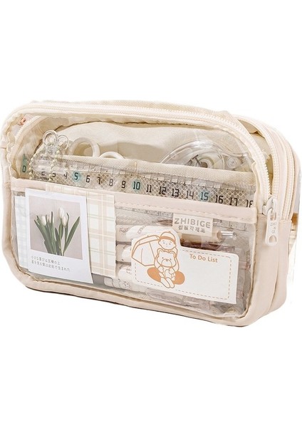 Üç Katmanlı Geniş Kapasiteli Şeffaf Kalem Kutusu (Yurt Dışından)