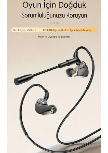 Profosyone Kulakiçi Oyuncu Kulaklığı Type-C Giriş Hi-Fi Ses Teknolojisi CE Sertifakalı Orjinal Sağlam