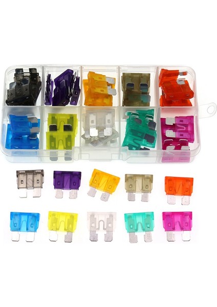 Araba Blade Standart Sigorta Seti 2A 3A 5A 7.5A 10A 15A 20A 25A 30A 35A Amp Otomotiv Blade Sigorta Çeşitli Seti, 50 Adet (Yurt Dışından)