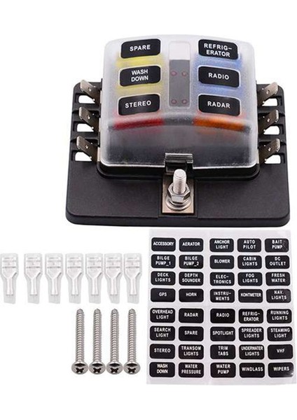 6 Yollu Kürek Terminali Bıçak 12-32V Sigorta Kutusu Tutucu LED Işık Kiti Araba Tekne Deniz Üç Tekerlekli Bisiklet Otomotiv 30A Sigortalar (Yurt Dışından)