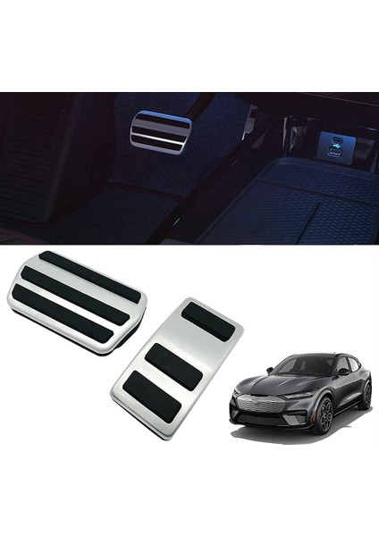 Ford Mustang Mach-E 2021+ Için Paslanmaz Çelik Pedallar Hızlandırıcı Fren Ayak Pedalı Koruyucu Örtü Kaymaz Araba Yedek A (Yurt Dışından)