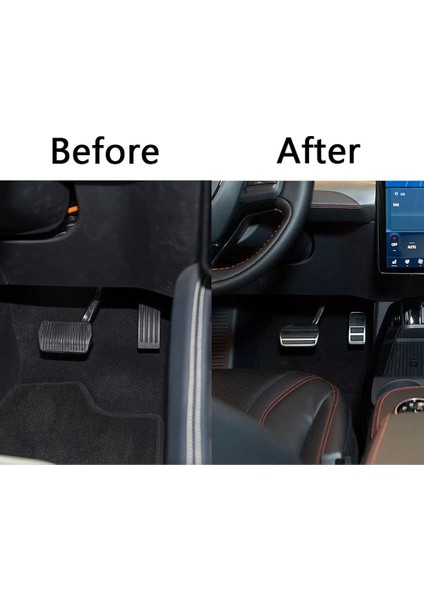 Ford Mustang Mach-E 2021+ Için Paslanmaz Çelik Pedallar Hızlandırıcı Fren Ayak Pedalı Koruyucu Örtü Kaymaz Araba Yedek A (Yurt Dışından)