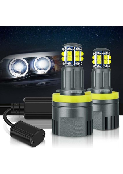 H8 Far Ampulü 6000K 120W LED Melek Gözler Işıkları Canbus Bmw E60 E61 E63 X5 E70 X6 E71 E90 E91 E92 E93 M3 E89 E82 (Yurt Dışından)