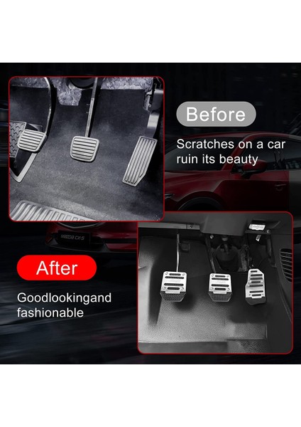 Araba Kaymaz Alüminyum Alaşımlı Pedal Pedleri, Manuel Gaz Pedalı Fren Pedalı Kapağı Evrensel Yedek Aksesuarlar, Gümüş 3 Adet (Yurt Dışından) indirimleri