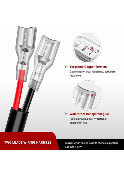 2 Adet 16 Awg 10 Ft 3 Metre Kablolama Demeti Uzatma Kiti LED Çalışma Işığı Çubuğu LED Pod'ları Için Kablolama Demeti Uzatma Kiti (Yurt Dışından)
