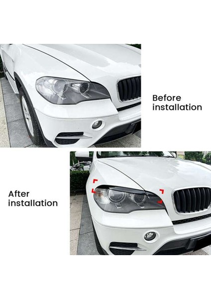 Bmw Için E71 X6 2008-2015 E70 X5M 2006-2013 Araba Parlak Siyah Farlar Kaş Göz Kapağı Ayar Kapağı Etiket Reçine (Yurt Dışından)