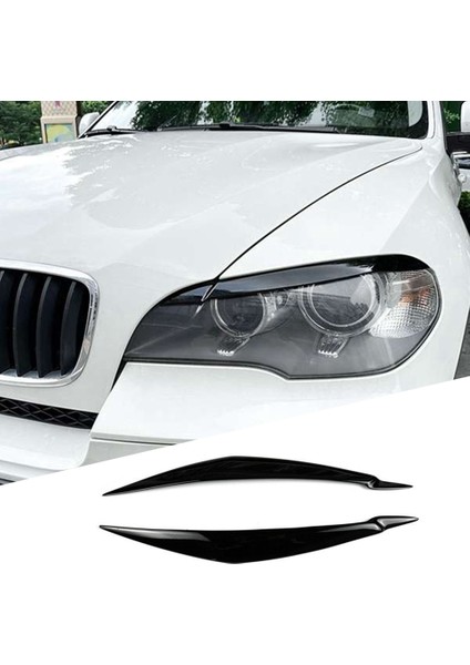 Bmw Için E71 X6 2008-2015 E70 X5M 2006-2013 Araba Parlak Siyah Farlar Kaş Göz Kapağı Ayar Kapağı Etiket Reçine (Yurt Dışından)