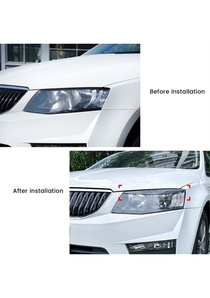 Araba Ön Far Kapağı Far Lambası Göz Kapağı Kaş Trim Abs Skoda Octavia Mk3 2015-2017 Parlak Siyah (Yurt Dışından)