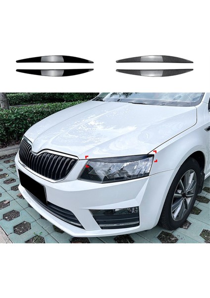 Araba Ön Far Kapağı Far Lambası Göz Kapağı Kaş Trim Abs Skoda Octavia Mk3 2015-2017 Parlak Siyah (Yurt Dışından)