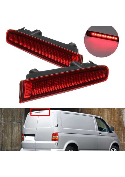 Adet Araba Üçüncü Yüksek Fren Lambası Ahır Kapı Arka Fren Lambası Yüksek Dağı Stop Lambası-Vw T5 T6 Multivan Caravelle 2003-2016 Kırmızı (Yurt Dışından)