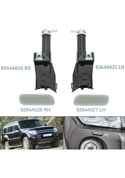 Mitsubishi Pajero Shogun V96 V97 2006-2019 Için Kapaklı Far Yıkama Püskürtme Ucu 8264A026 8264A025 (Yurt Dışından) fiyatları